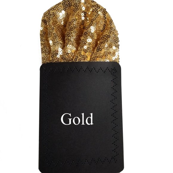 NEW - Men's Sequin Pre-Folded Pocket Square Insert - Gold - Picture 3 of 6